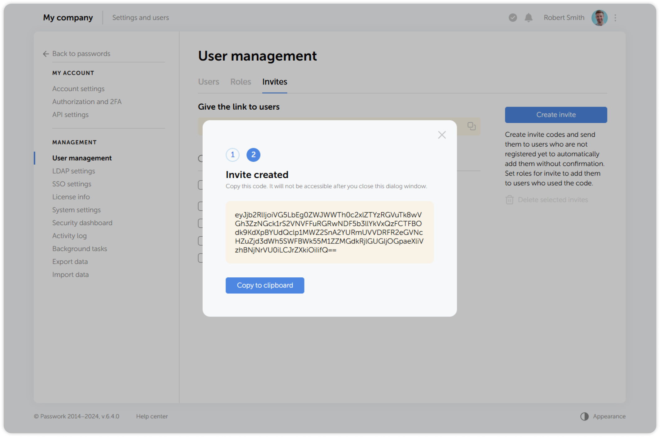 Invitation code window