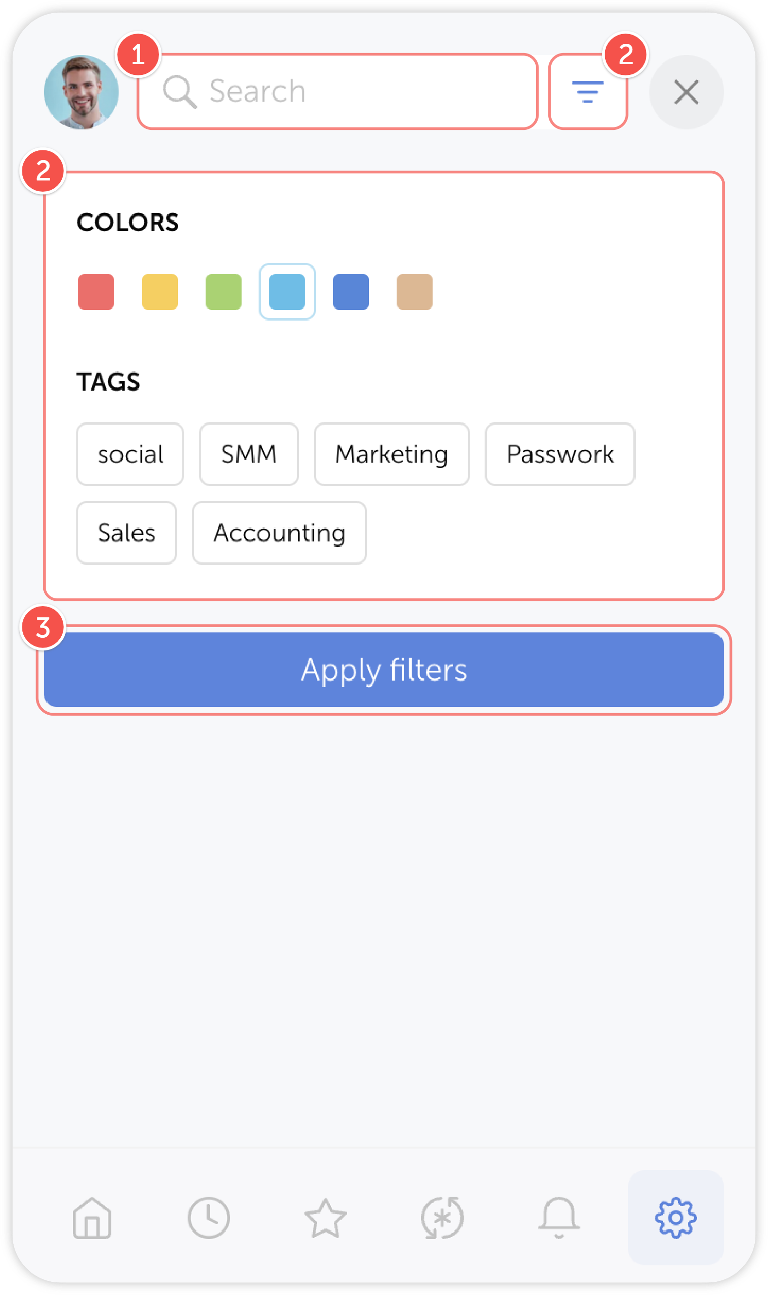 Search bar interface