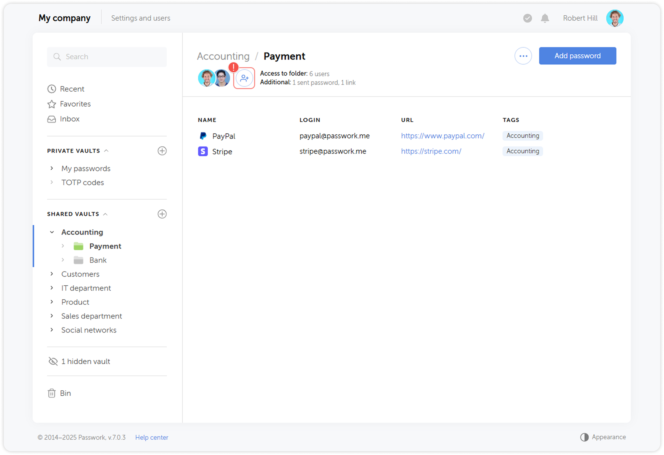 Add users button