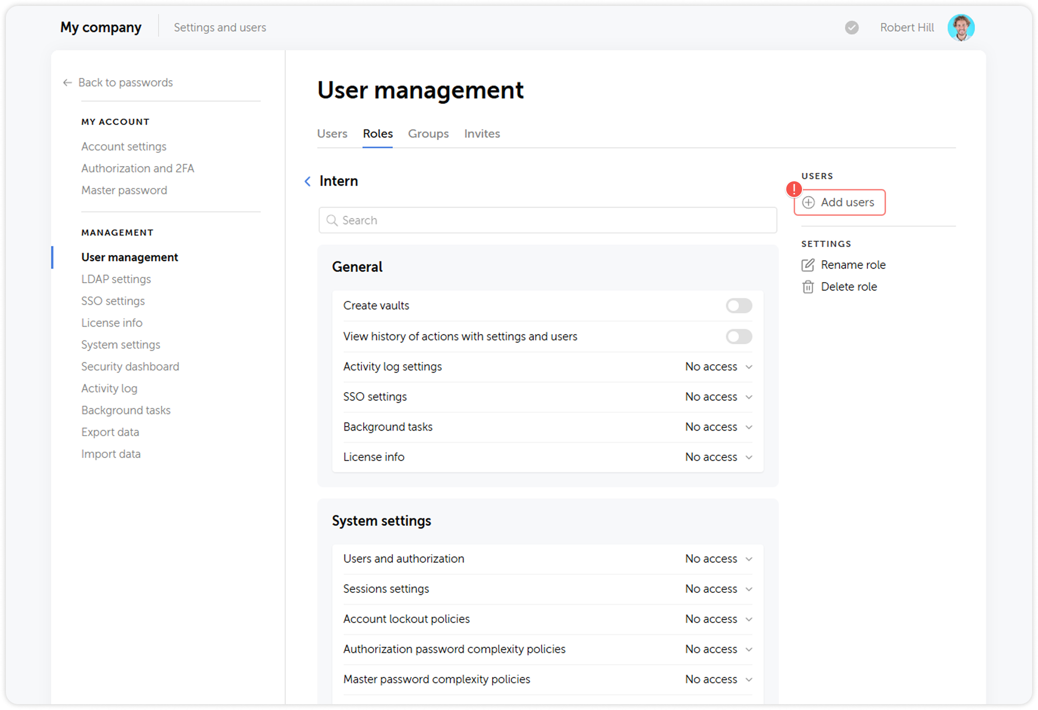 Add users button