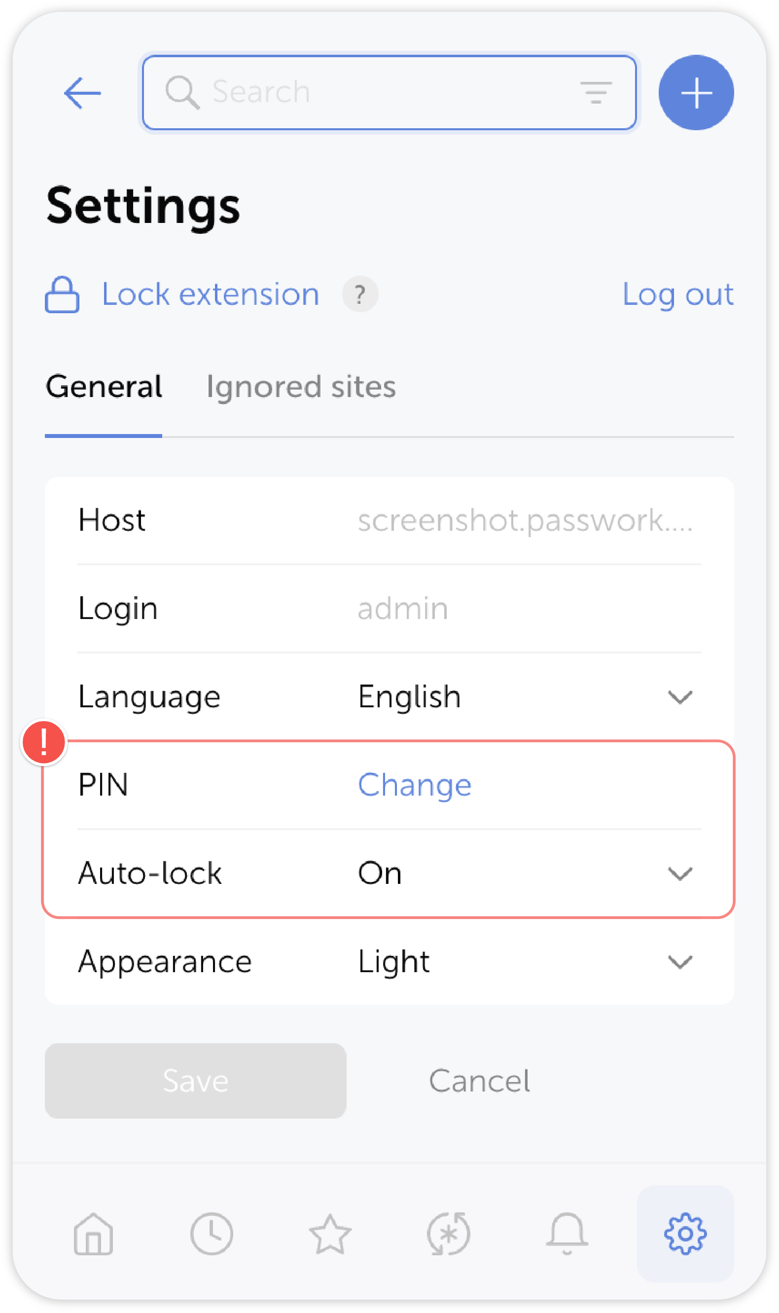 Lock extension settings