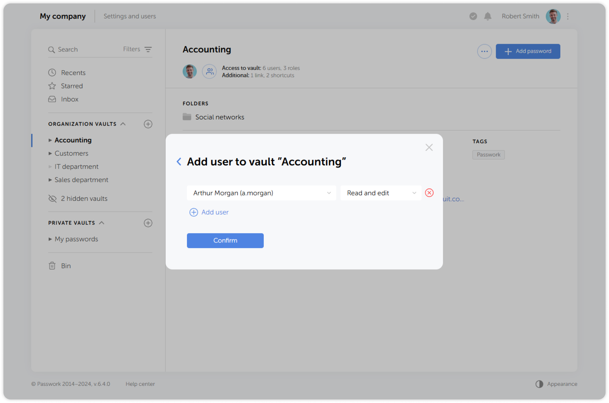 User selection and access levels