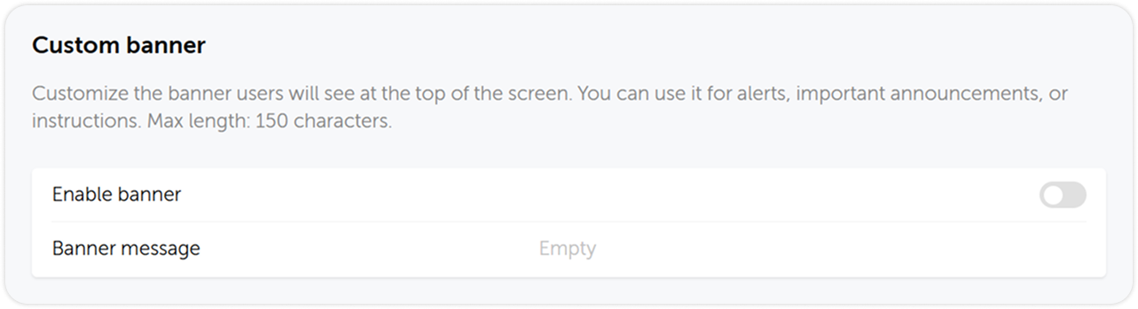 Custom banner settings