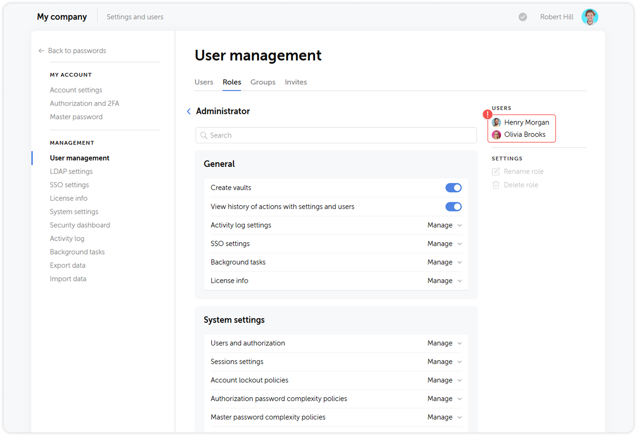Users list