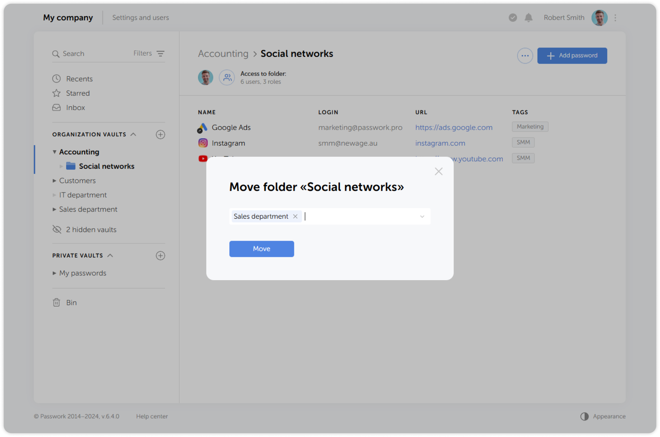 Move confirmation dialog