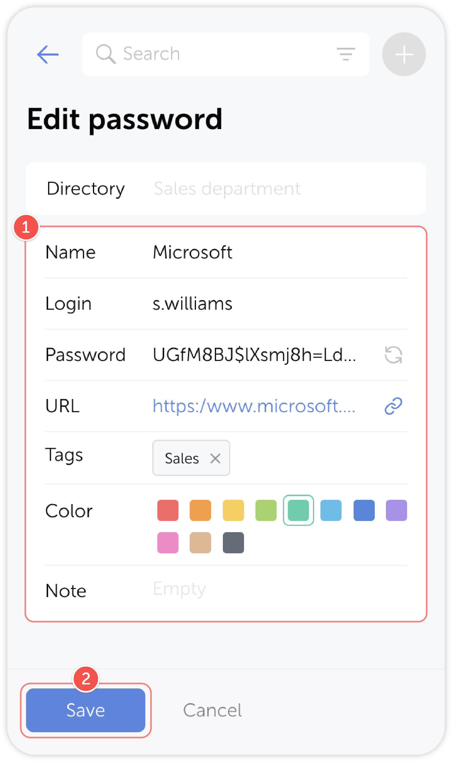 Edit password form