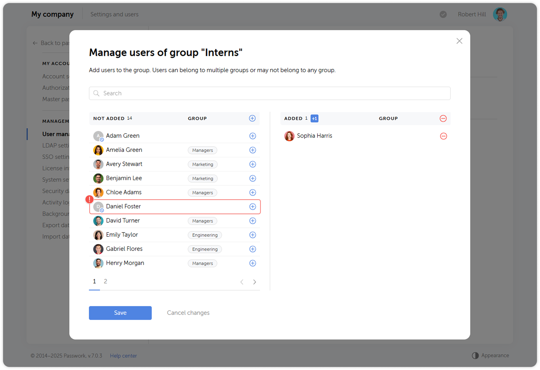 Select users window
