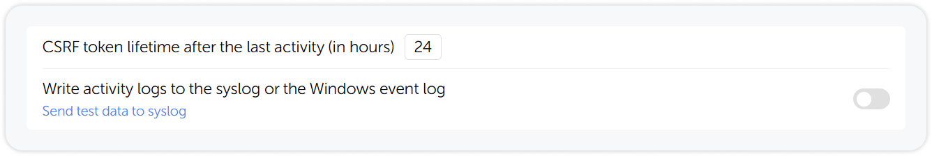 Activity log settings