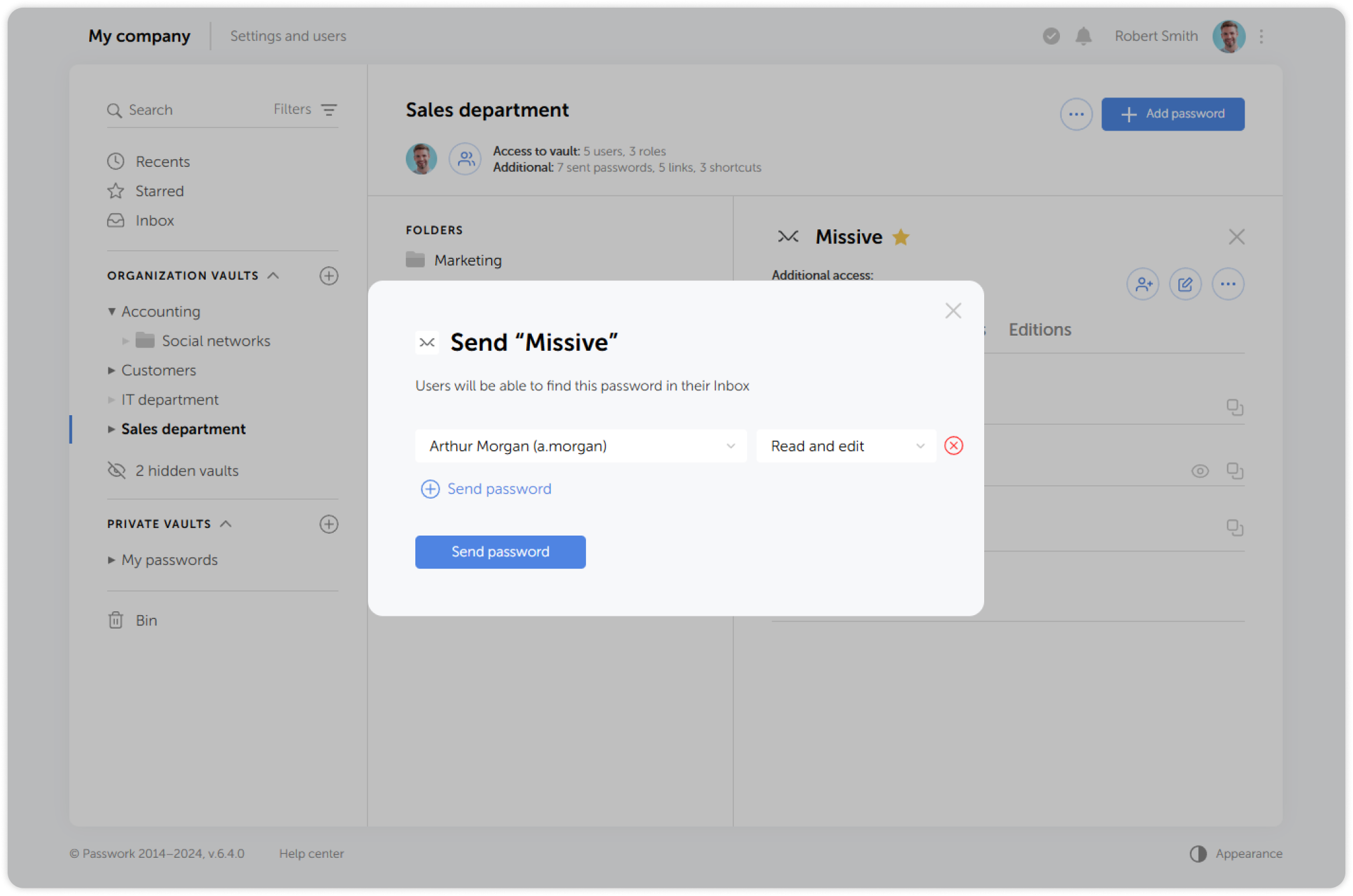 Select users and access levels