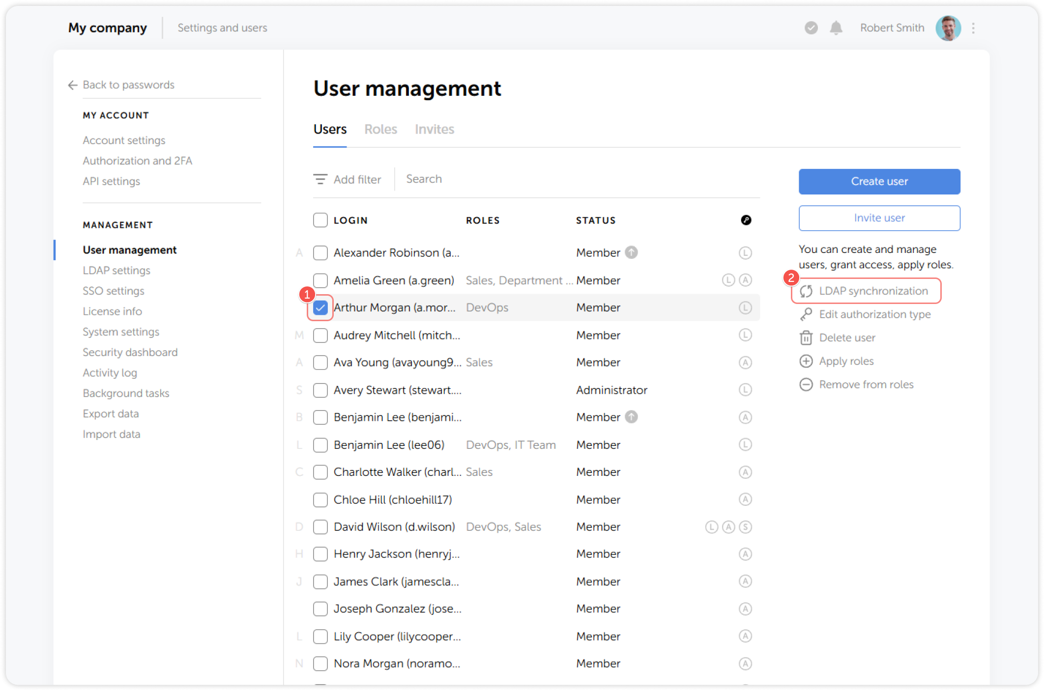 LDAP synchronization button