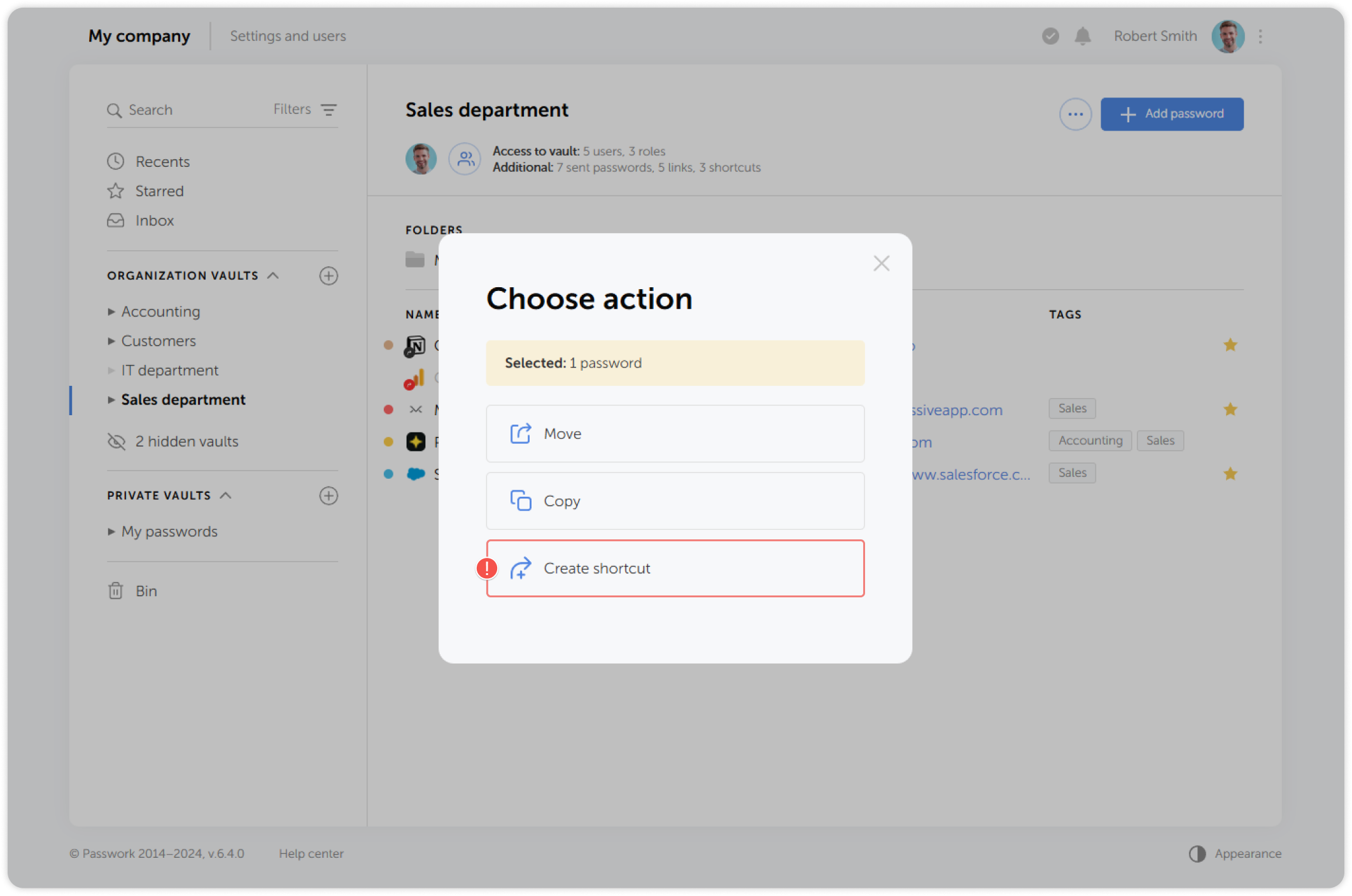 Drop passwords to create shortcuts