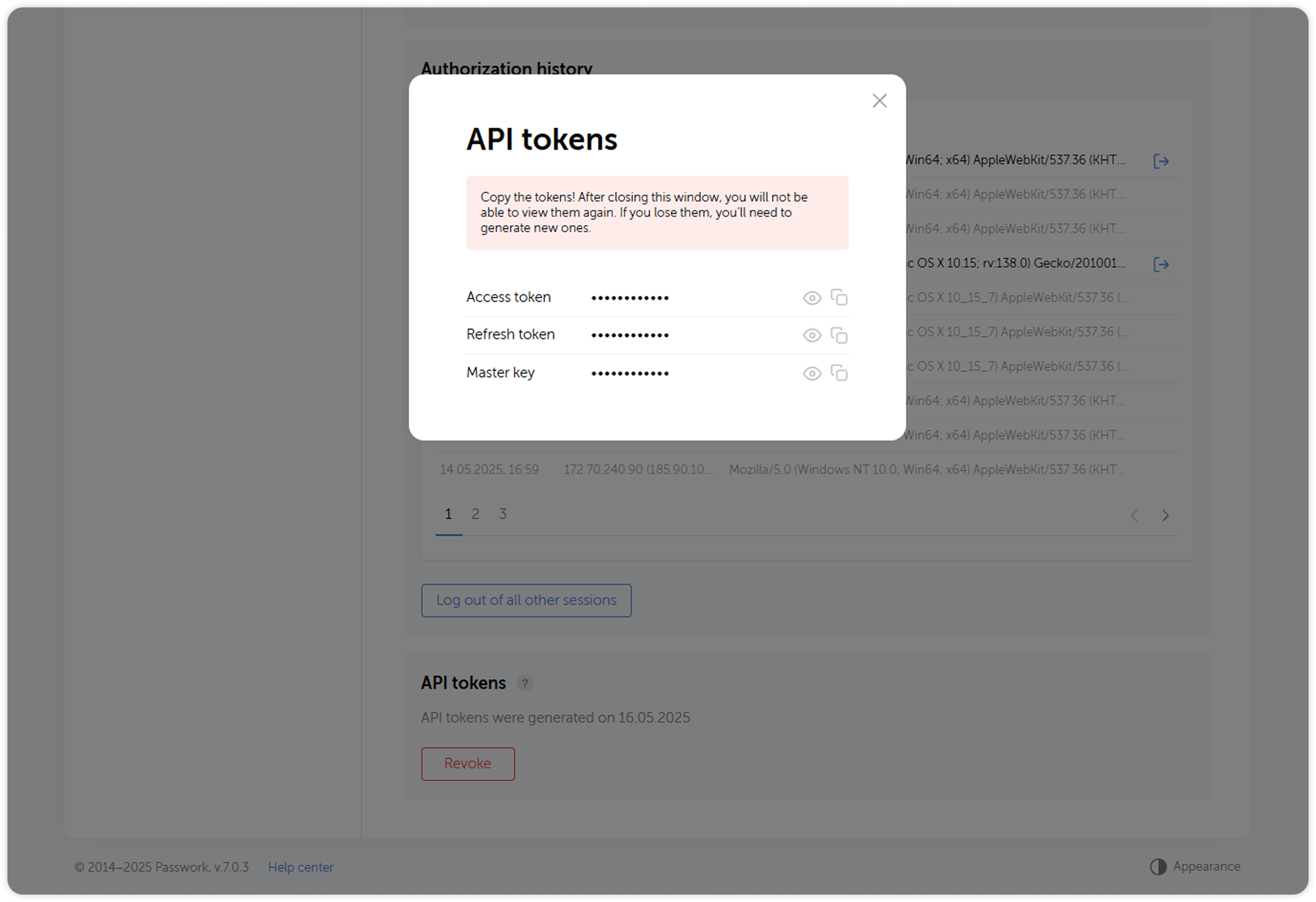 API key generation