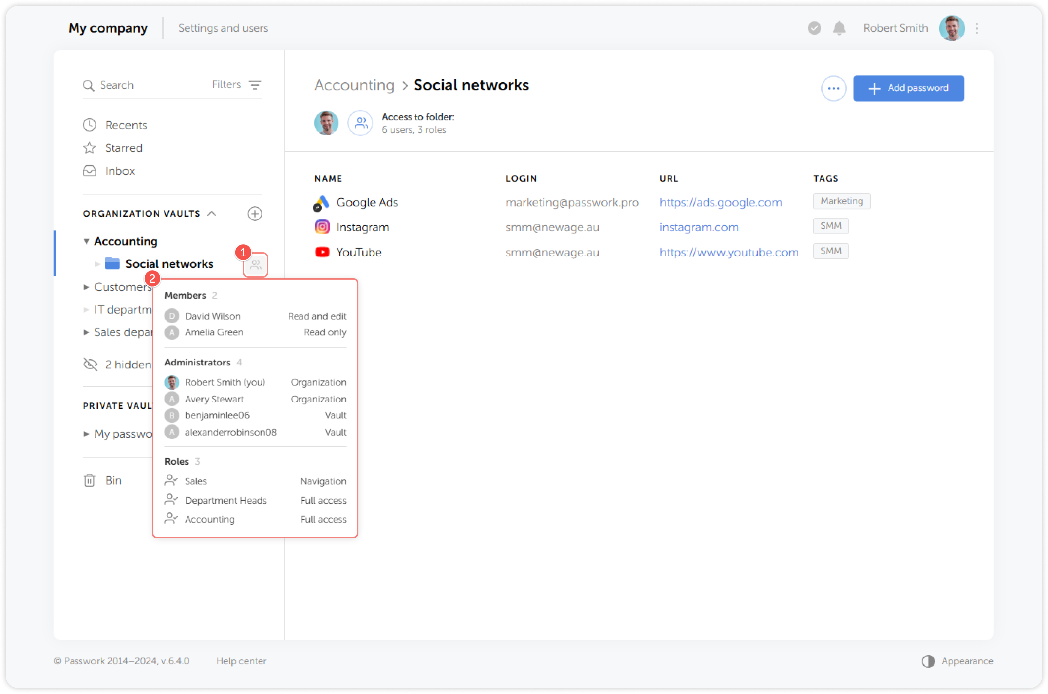 Folder access preview