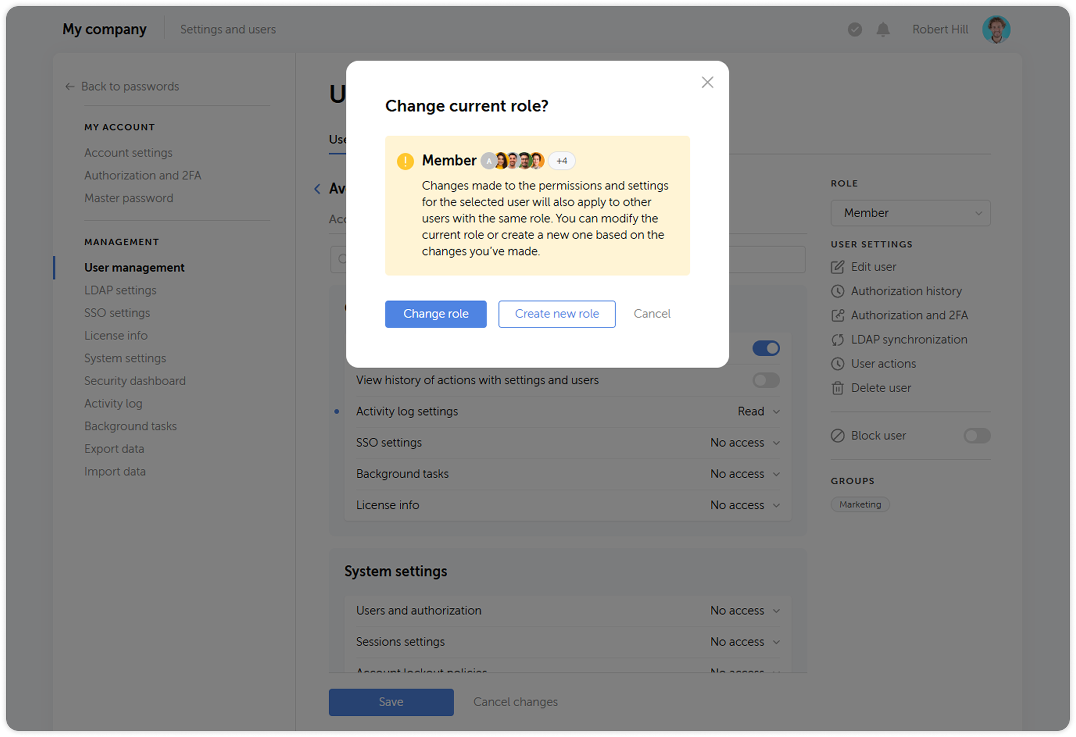 Save changes dialog