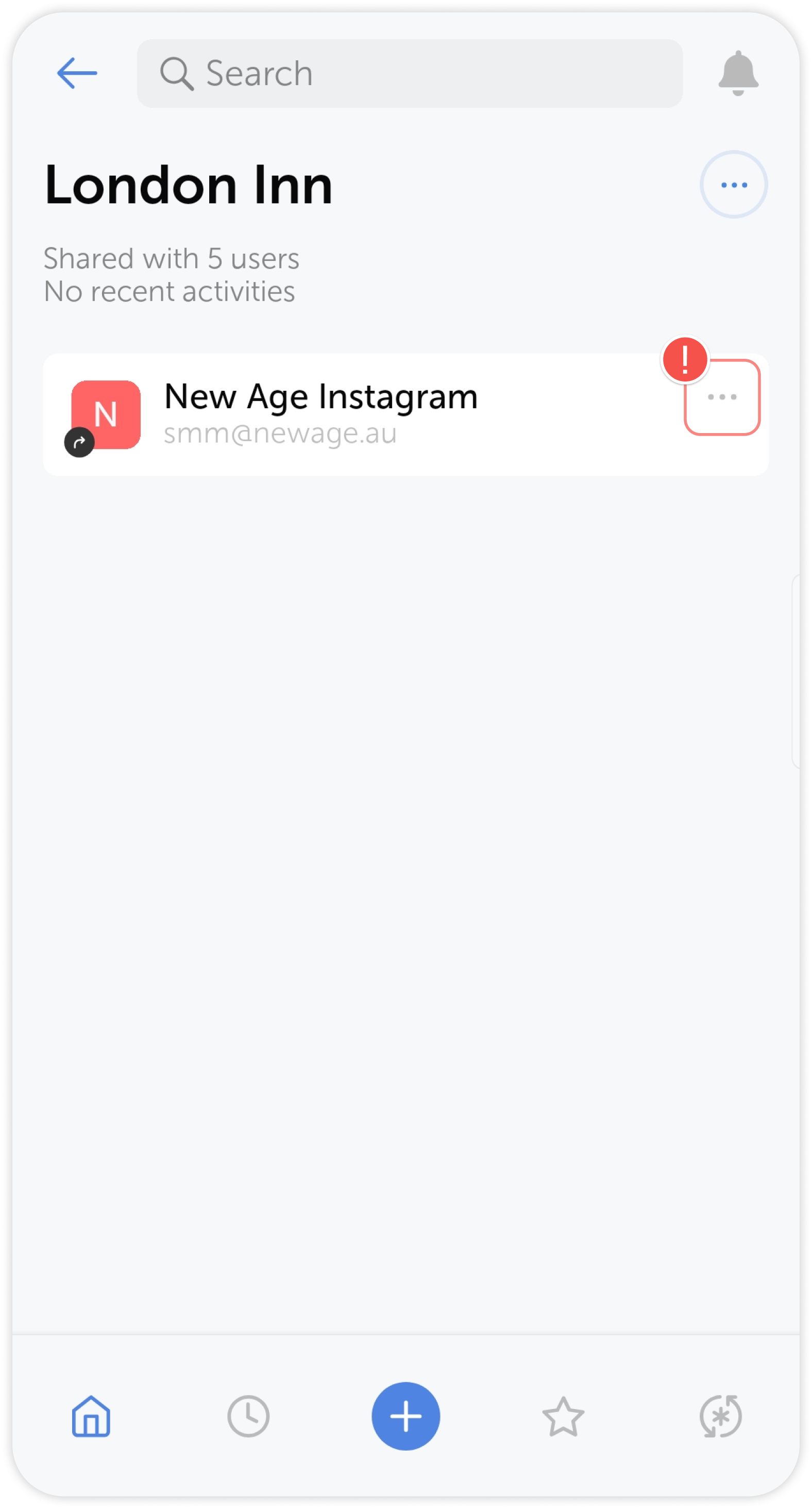 Password extra actions menu