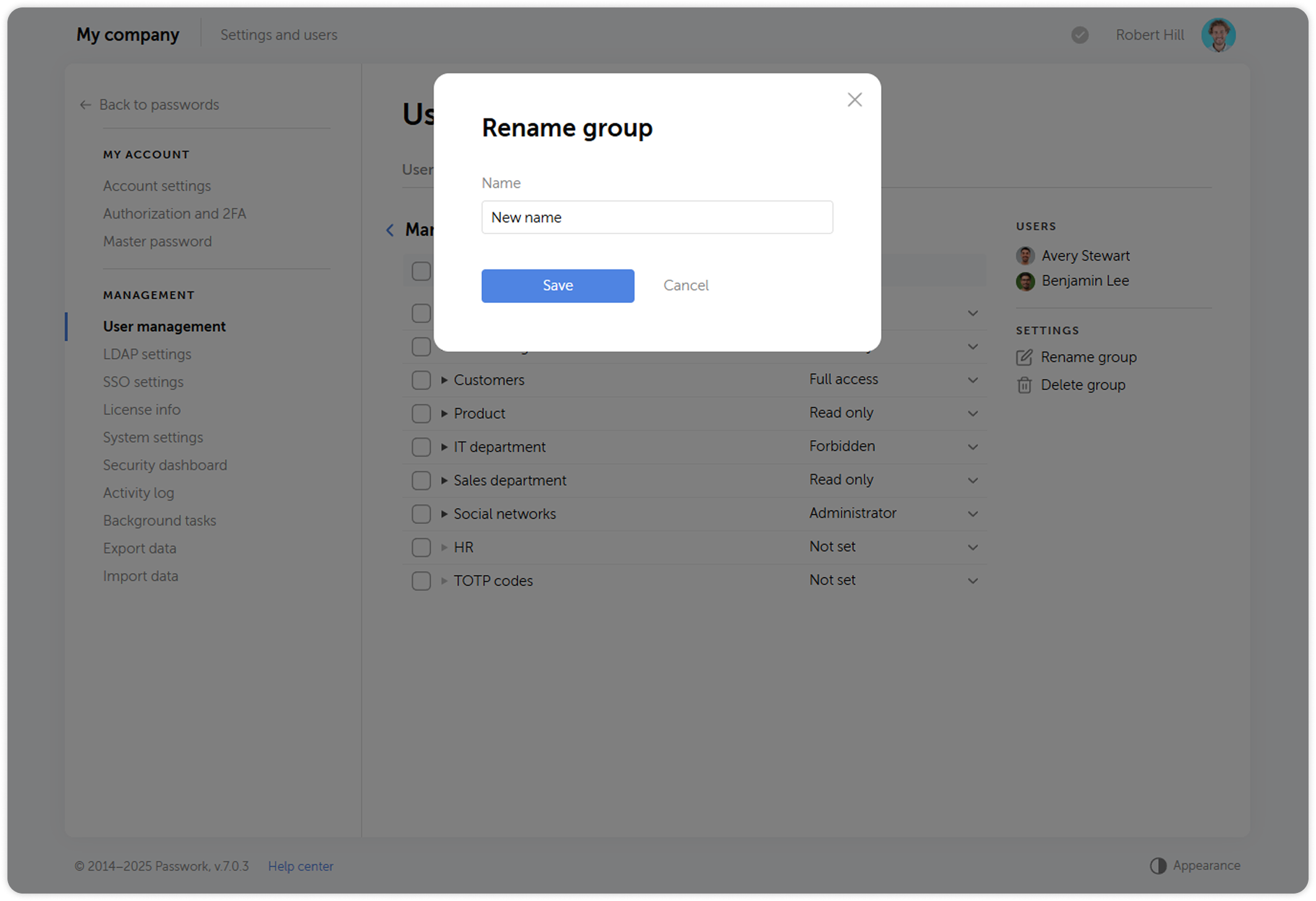 Rename group window