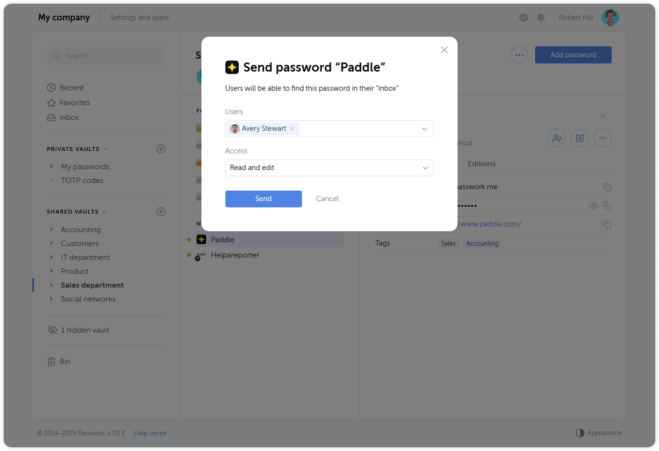 User selection and access levels