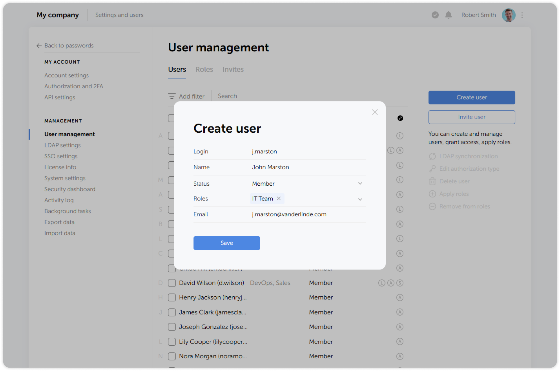 User creation form