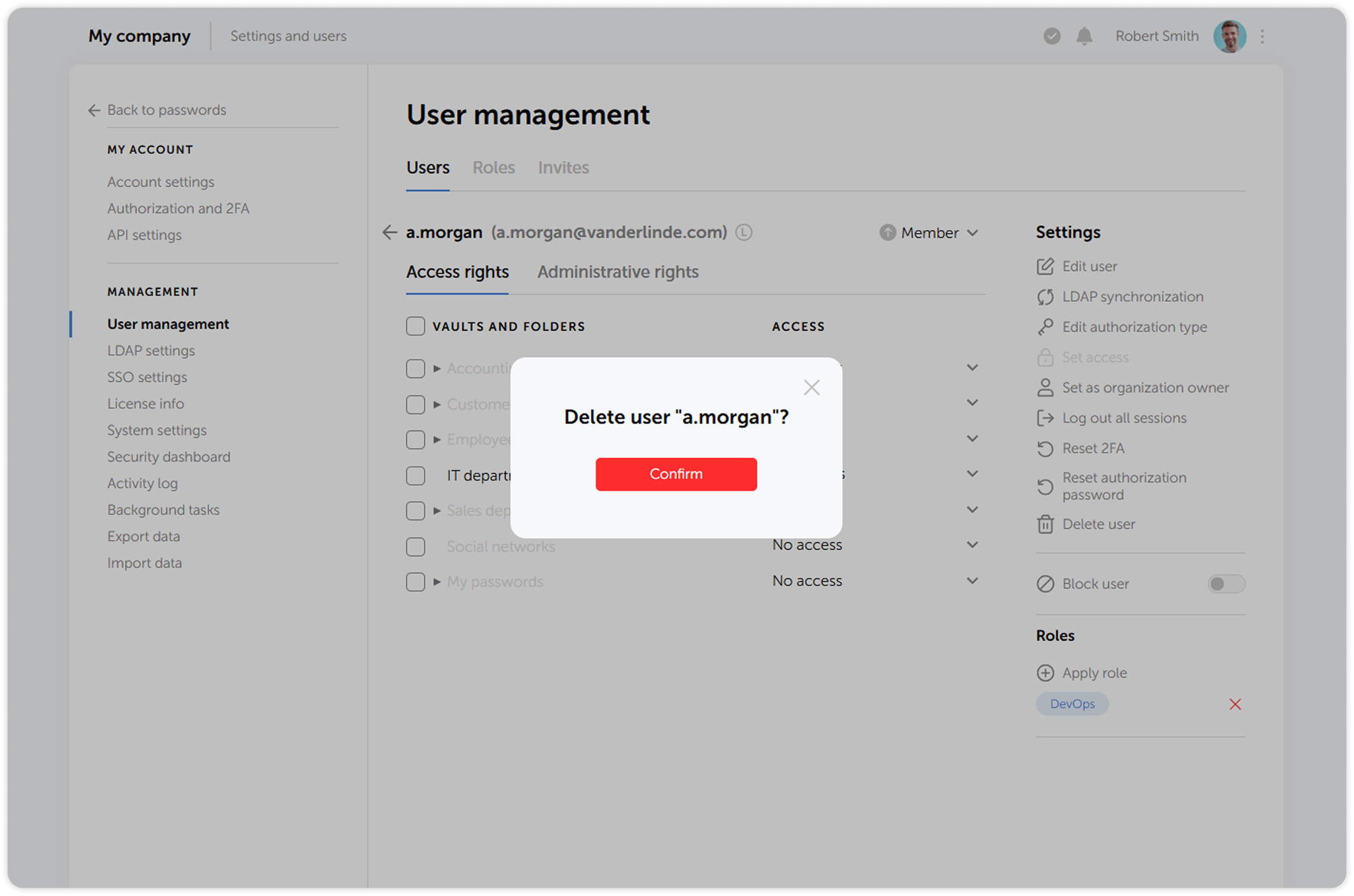 Confirm deletion window