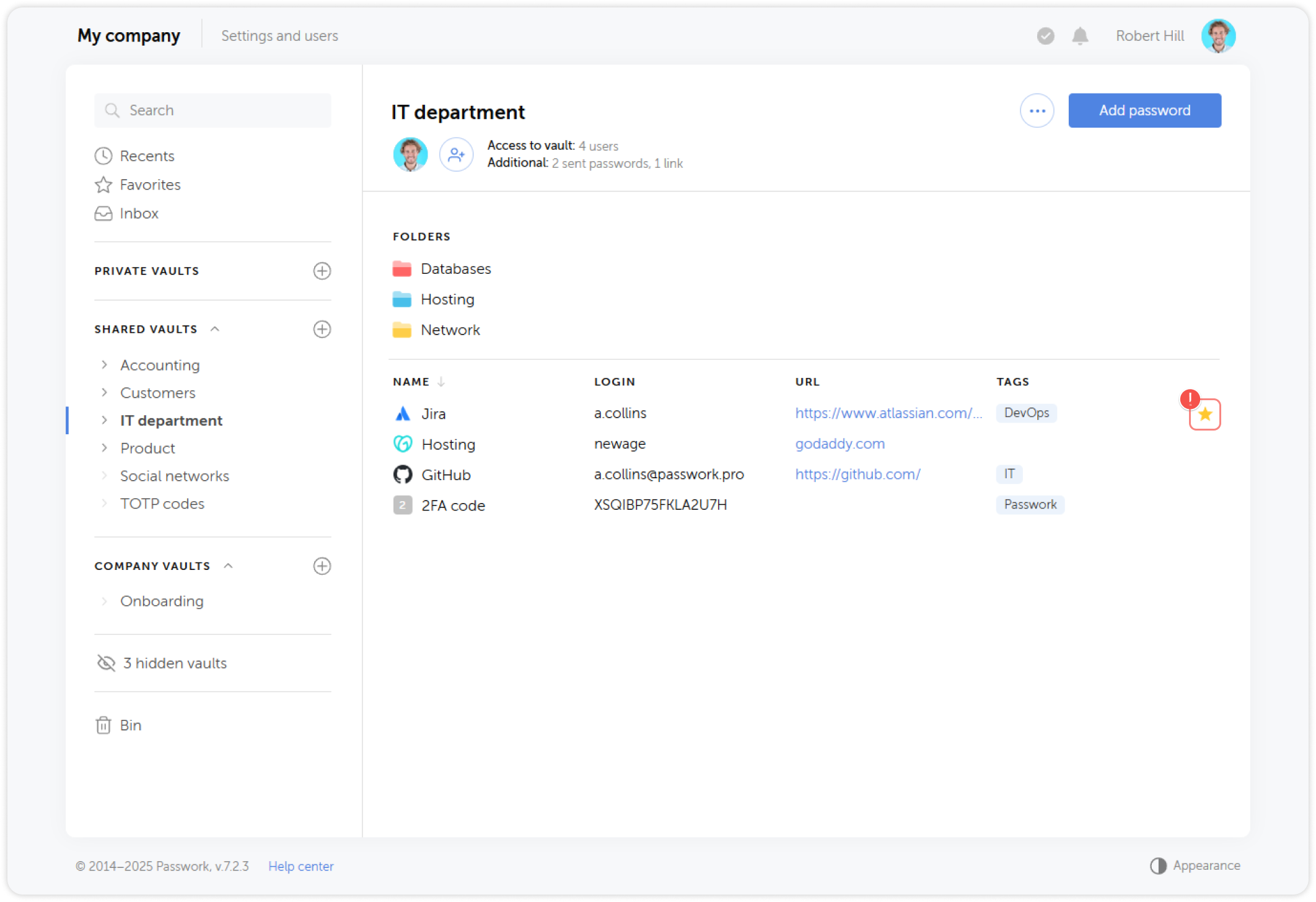Star icon in content pane