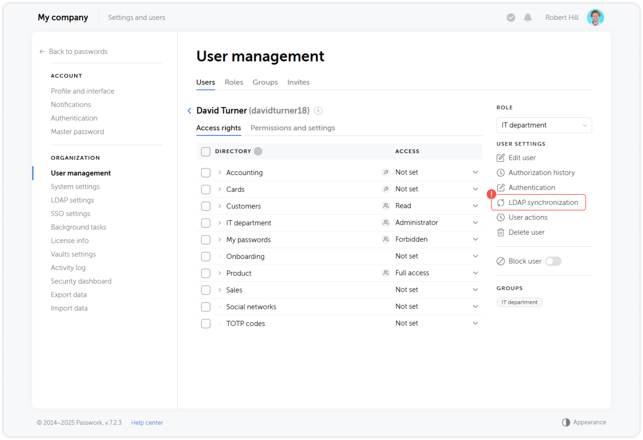 LDAP synchronization option