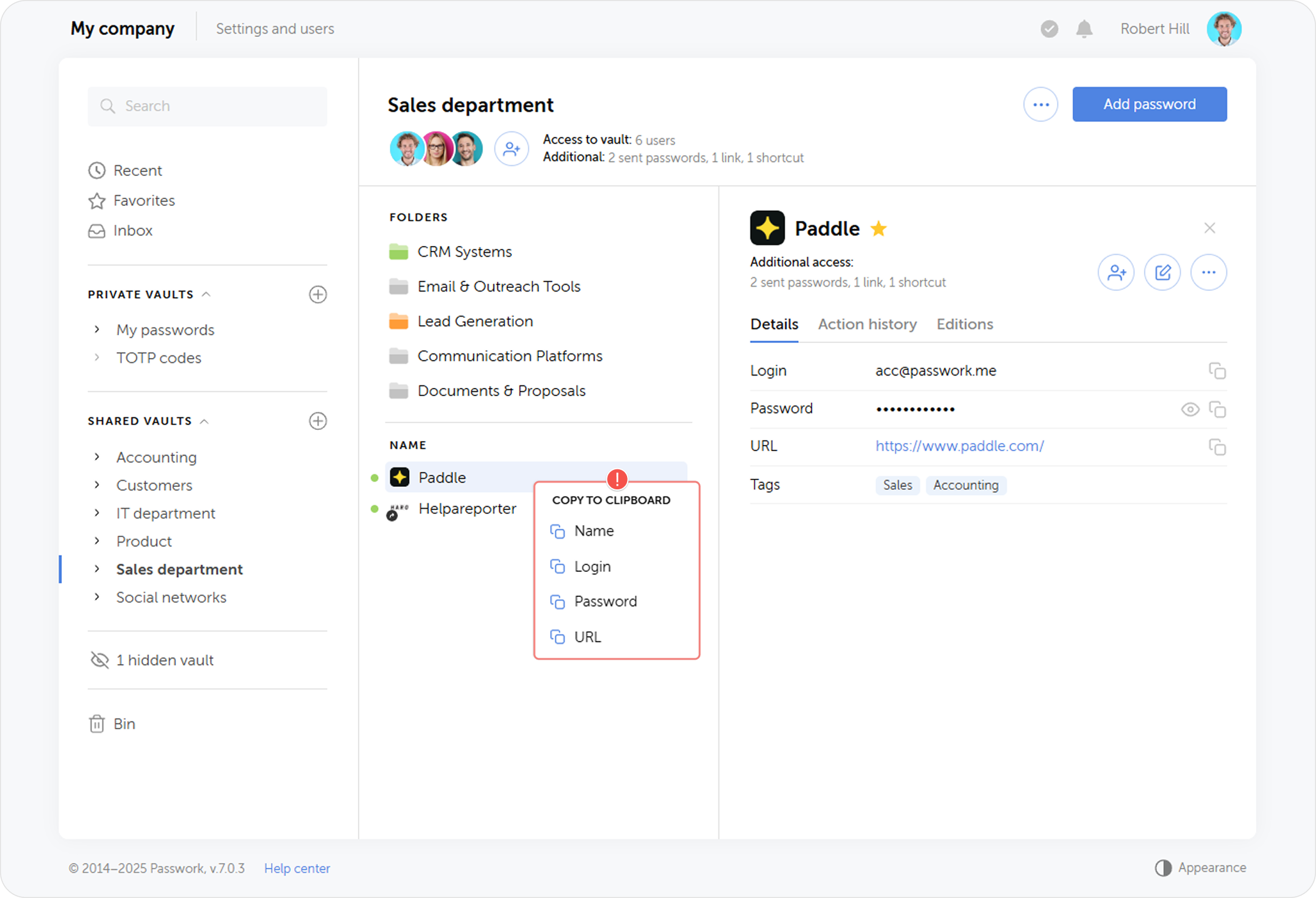 Right-click copy menu
