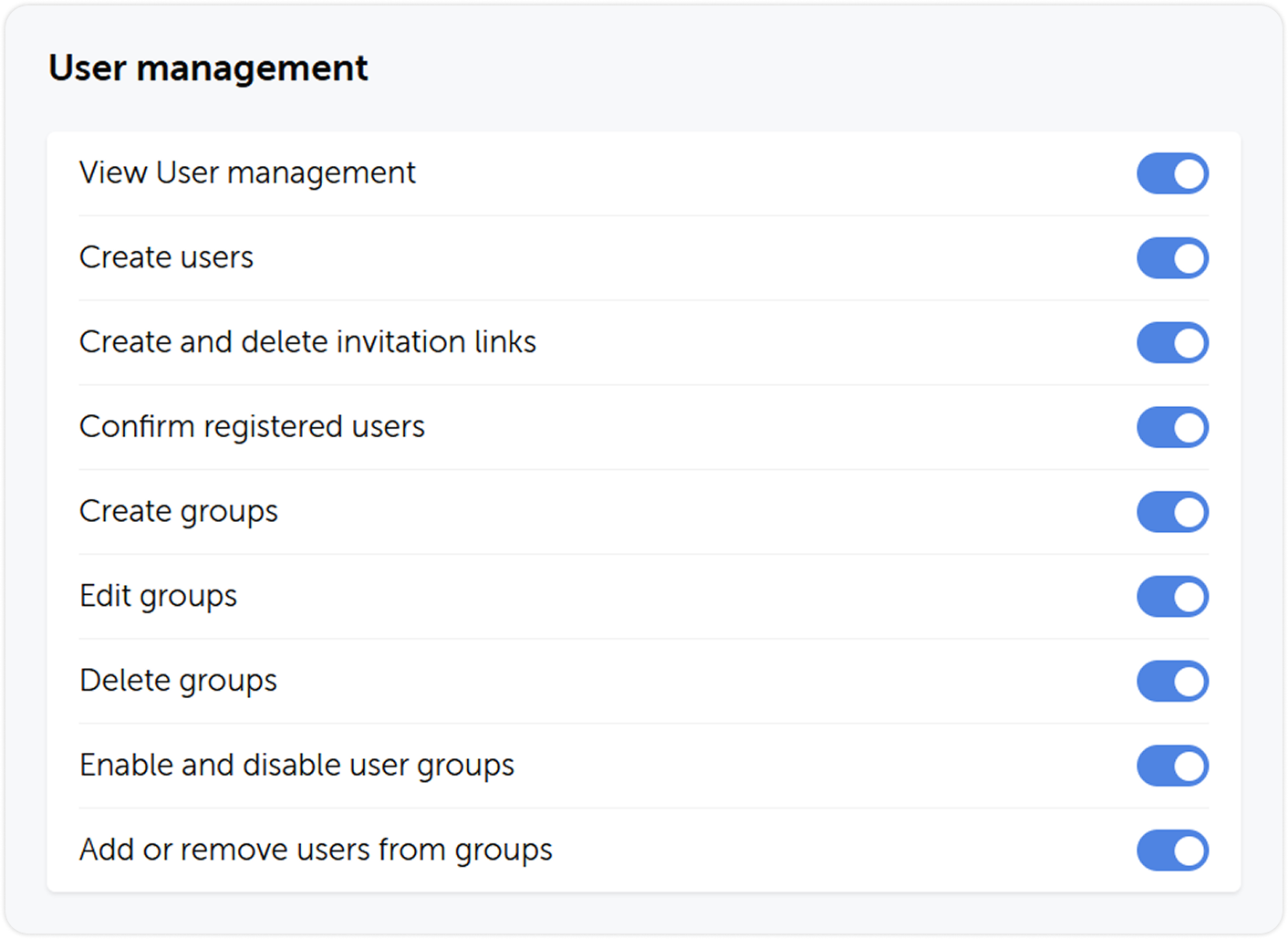 User management settings