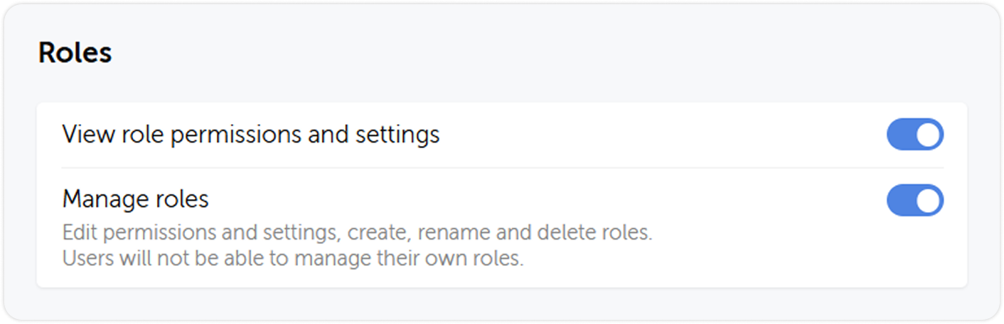 Roles settings