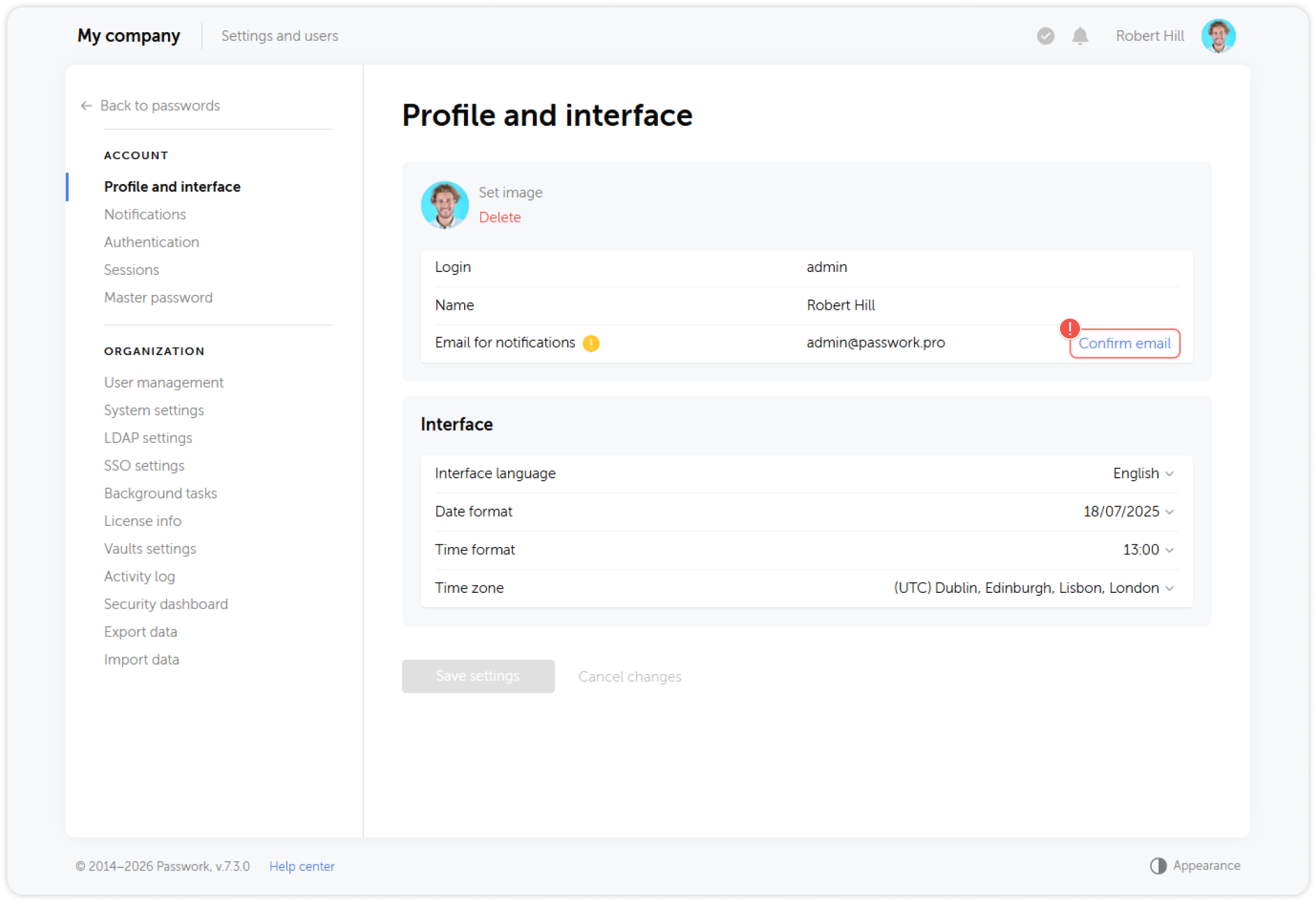Button to confirm email
