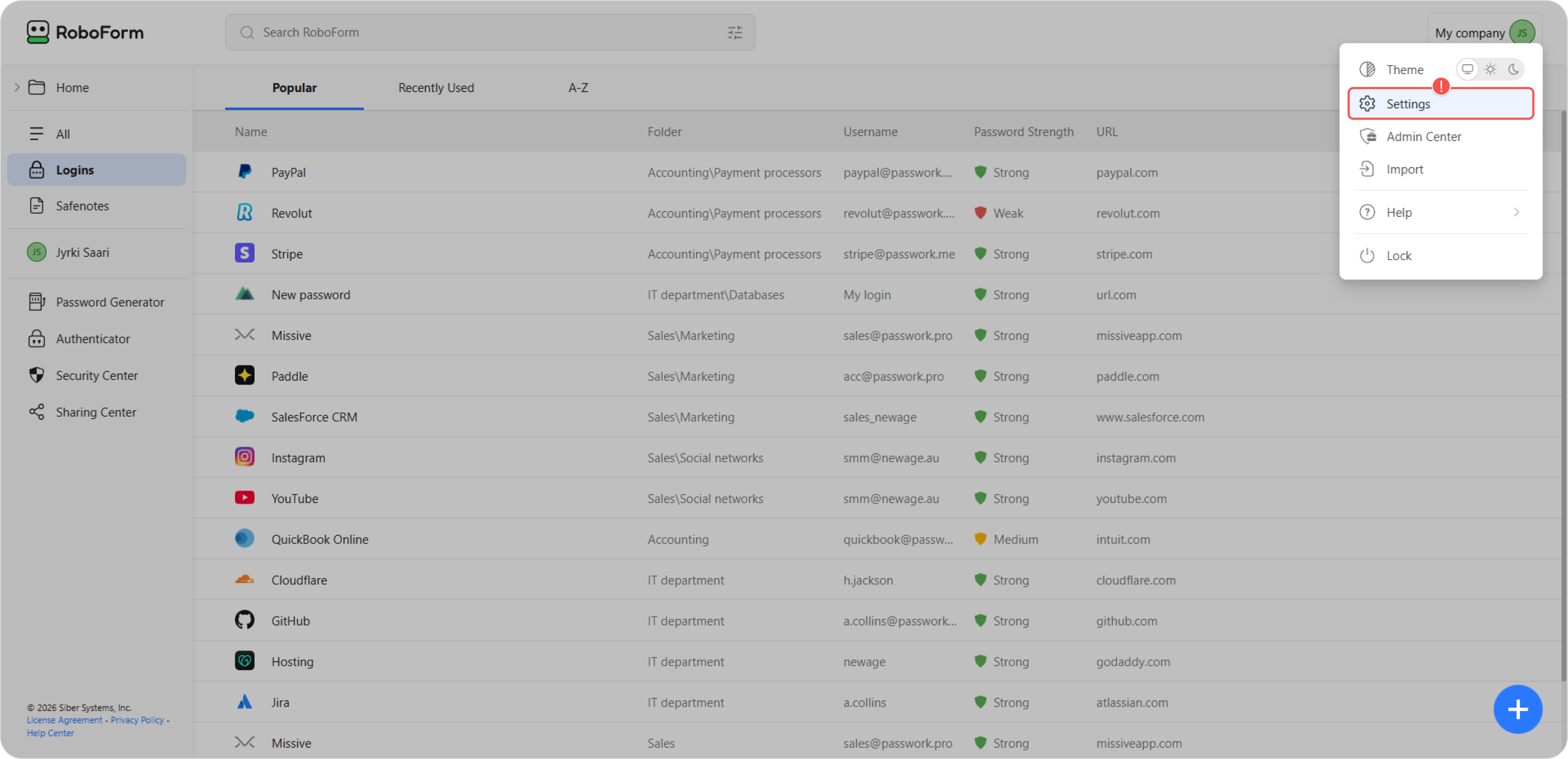 RoboForm — export (step 1)