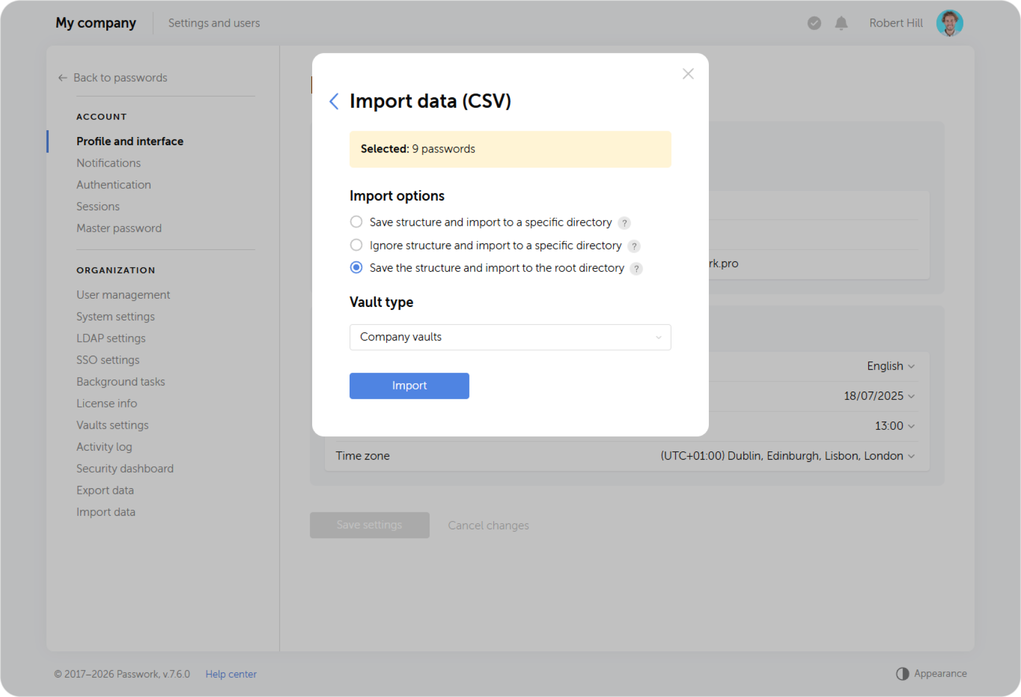 Import — mapping verification