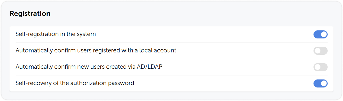 Users and authorization settings