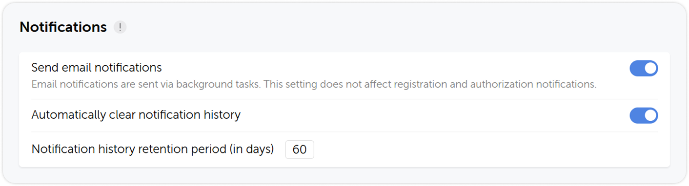Notifications settings