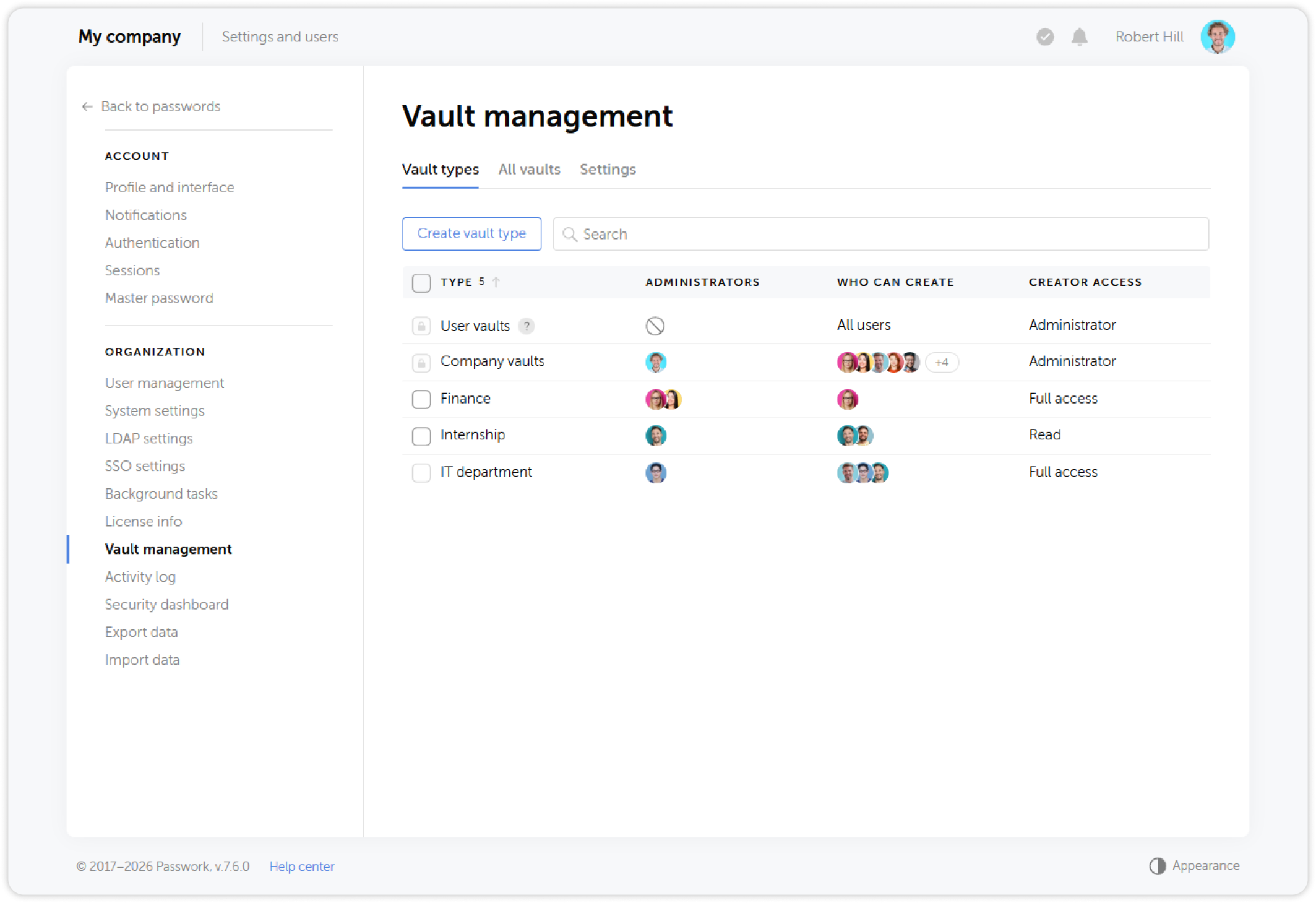 Company vaults