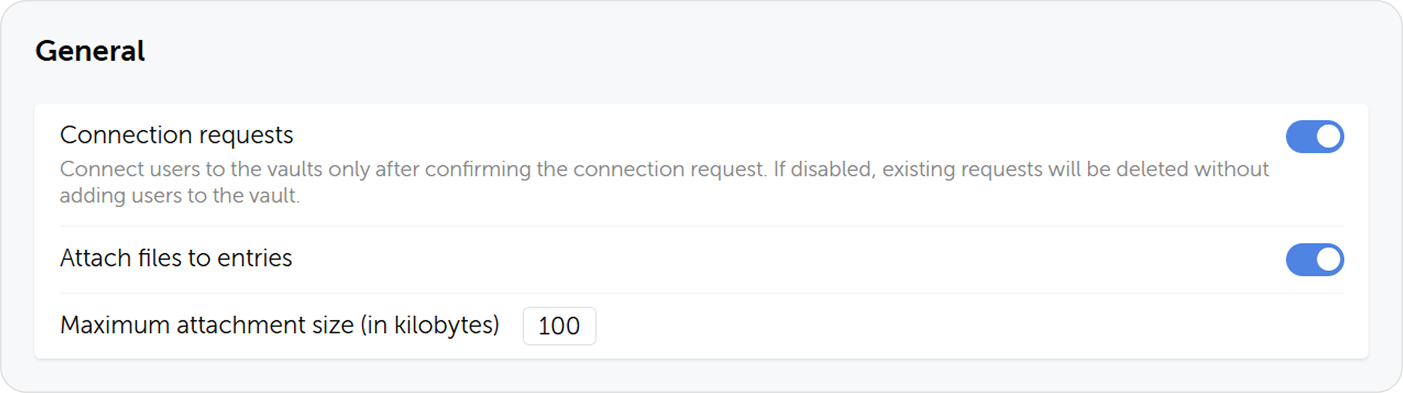 Vault connection requests option